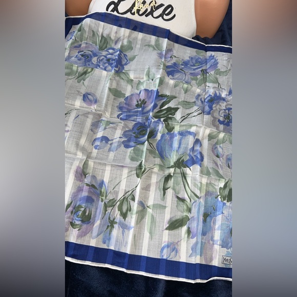 Yves Saint Laurent Blue and White Scarf - Picture 8 of 12